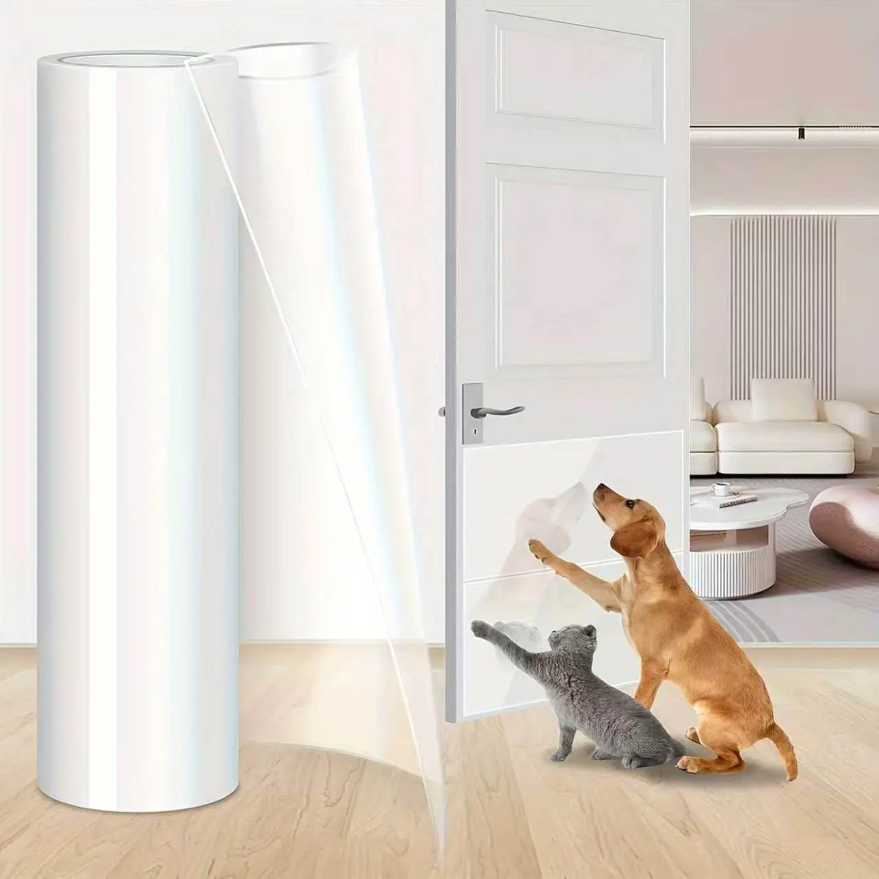 Transparent Self-Adhesive Anti-Scratch Protective Tape for Furniture, Sofa, Wall - Pet Claw Resistant Home Protection Solution