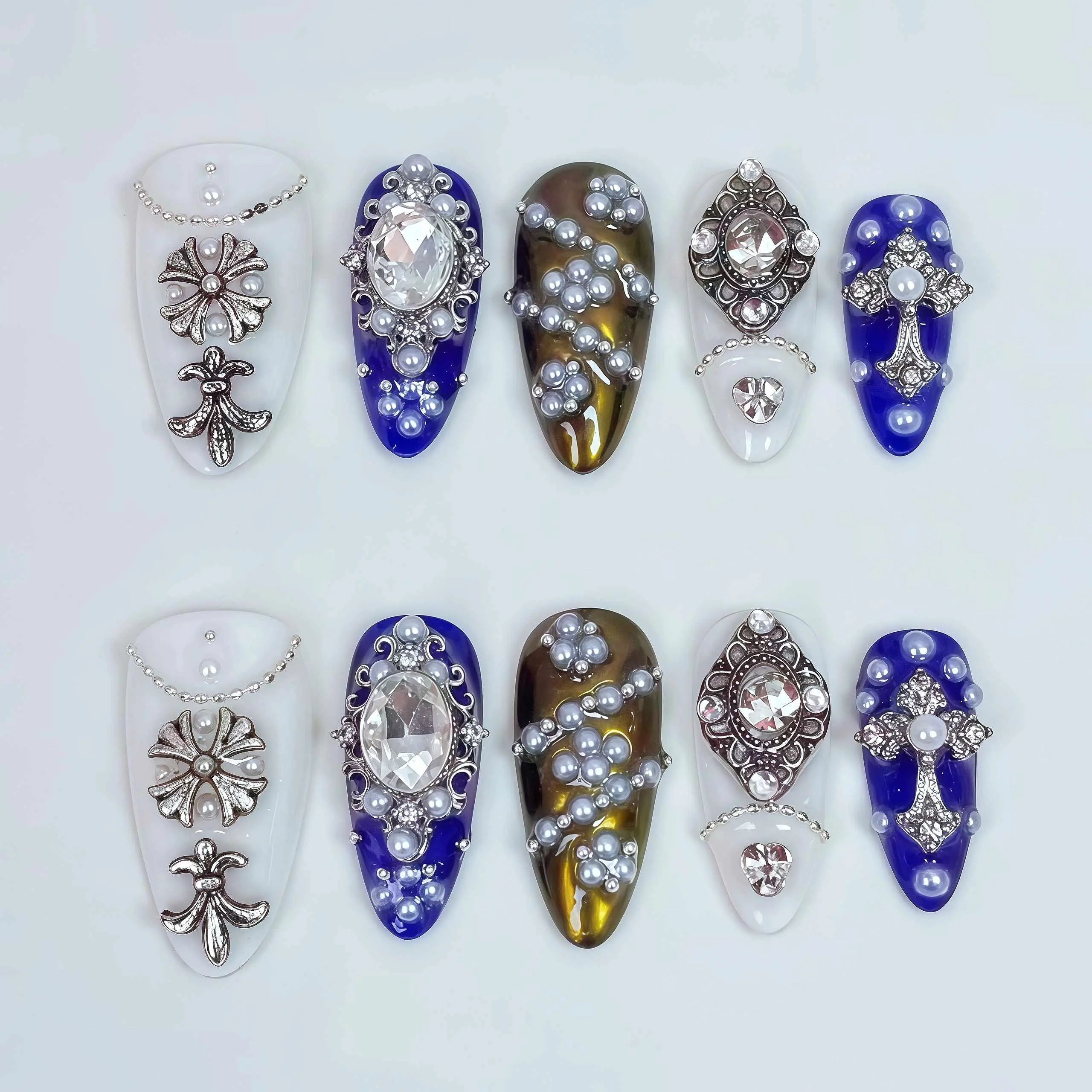 JC Handmade Press-On Nails, Customized Cyberpunk Stealth Armor with Rippled Gauntlet Design, Lightweight & Nail Protective Accessory for Anytime Wear, Customized Nails