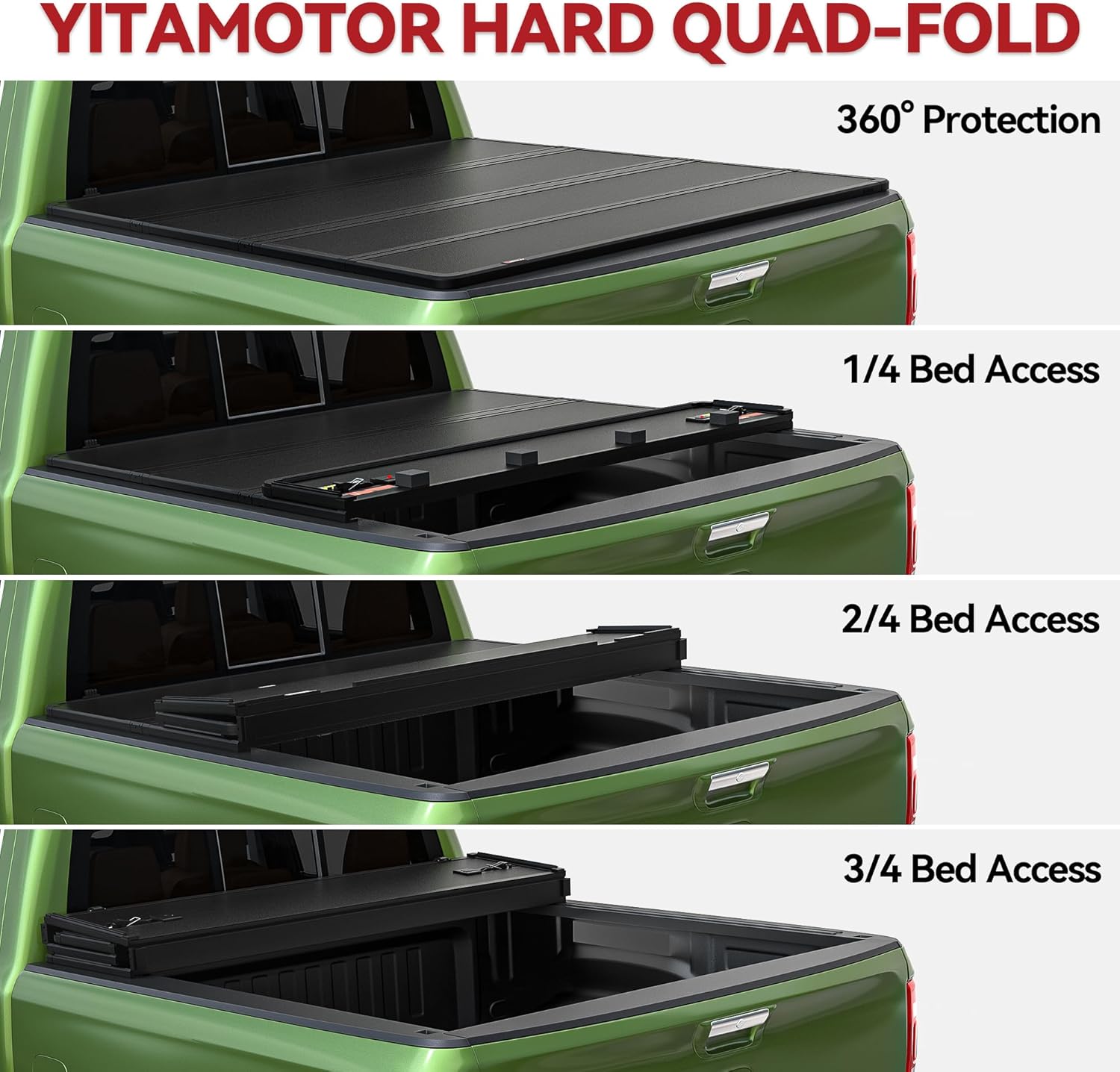 5.5ft Bed Quad Fold Hard Truck Tonneau Cover for Ford F-150 F150 2015-2025 Heavy-Duty Aluminum Alloy Bed Cover