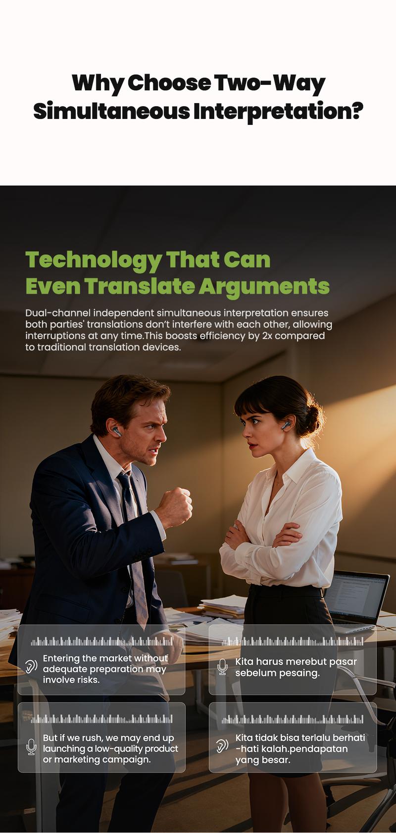 HTC NE60 TWS AI Translator Earbuds, Wireless Bluetooth 6.0, Supports Real-Time Translation in 134 Languages, IPX5 Waterproof, Hi-Fi Sound Quality, Suitable for Exercise, Meetings, Studying