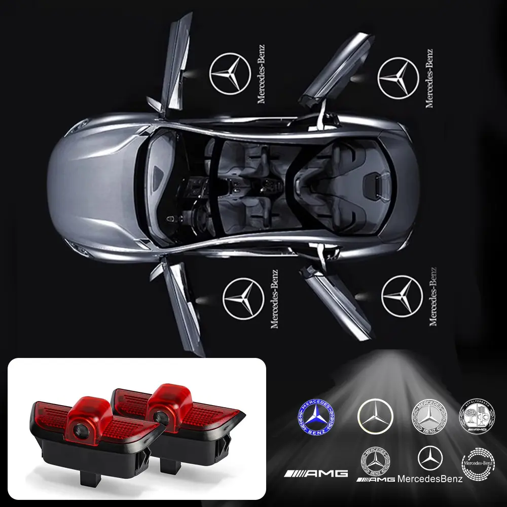 2 Pack HD LED Welcome Door Projector Lights for Mercedes Benz Amg E-Class W213 2017, C-Class W206, S-Class W223 Vehicle Led Light Kit Led Car Lights