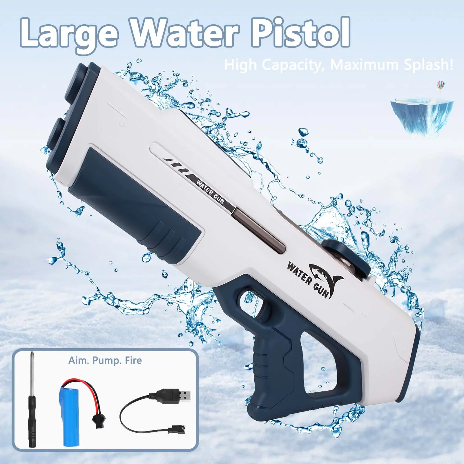 [DealsForYouDays] 2026 SummerWins Rechargeable Electric Water Gun - Battery-Powered Toys for Kids, Unisex Outdoor Gadgets with Extra Large Tank, Long-Distance Shooting for Summer Beach Fun, Cool Gifts for Kids
