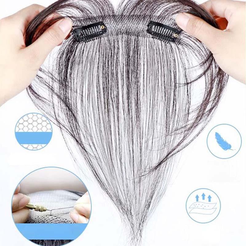 Lightweight Clip-on Extensions Invisible Topper Wig Natural Appearance Heat-Resistant Fibers Breathable Mesh 25 cm Length
