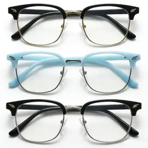 1/2 Pack Blue Light Glasses for Men Women Fashion Blue Light Semi Rimless Eyeglasses Reading Computer Gaming TV Work Date Glasses Birthday Gifts for Daily Use