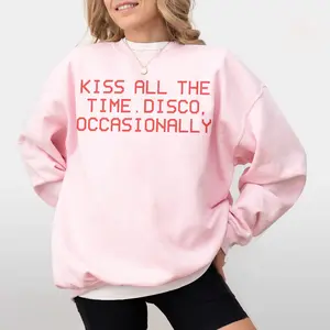 Kiss All The Time. Disco Occasionally Baby Tee T-Shirt Top Harry Album Merch Tour Concert Unisex (Red Text Version)