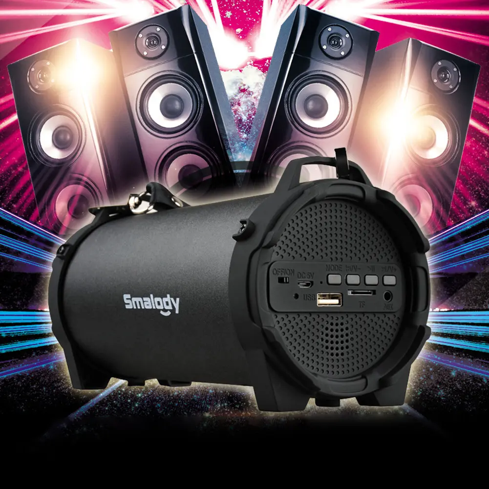 Portable Wireless Rechargeable Boombox Speaker - Portable Speakers with 3.5mm Jack, Aux+BT, Bluetooth 5.0, MP3/USB Port, Crystal Loud Stereo, Radio, iPhone Compatibility, Plastic Build, Up to 5 Hours Wired & 4 Hours BT Connection for Home, Outdoor Party,,