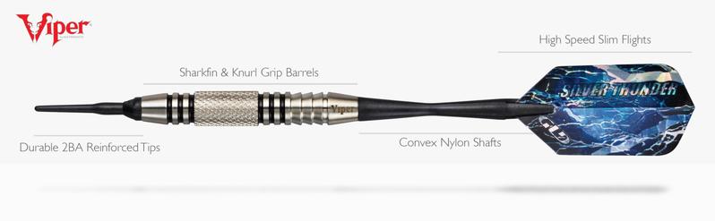 Viper Silver Thunder Darts Soft Tip Darts 1 Knurled Ring 20 Grams