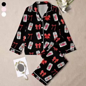PJM LONG BLACK Retro Diet Coke Pajamas Pajama Set, Vintage Soda Can Pjs, Cute Cola Sleepwear Set, Soft Holiday Pajama Set, Fun Drink Lover Loungewear