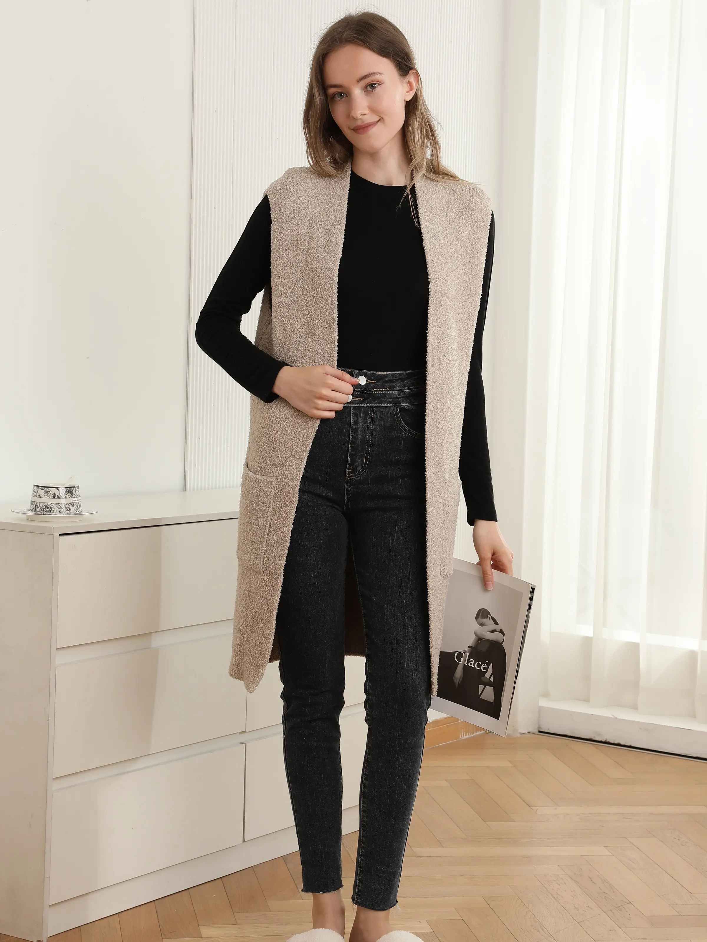 ComfyLuxe Solid Color Luxury Soft Vest w/ Front Pockets