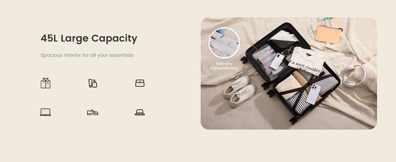 【Valentine's Day Gift】LOVEVOOK Carry On Luggage 22x14x9 Airline Approved with Detachable Pouch, 21 Inch Hardside Suitcases with Spinner Wheels, Lightweight Carry-on Luggage with TSA Lock for Women Men, 2PCS，TikTokShopJumpstartSale