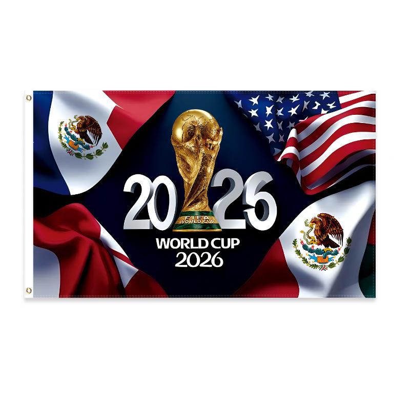 World Football Match 2026 Football Match Flags 90x150cm Large-Sized Cheering Flags for Room & House Decorations World-Class Competition Support Flags