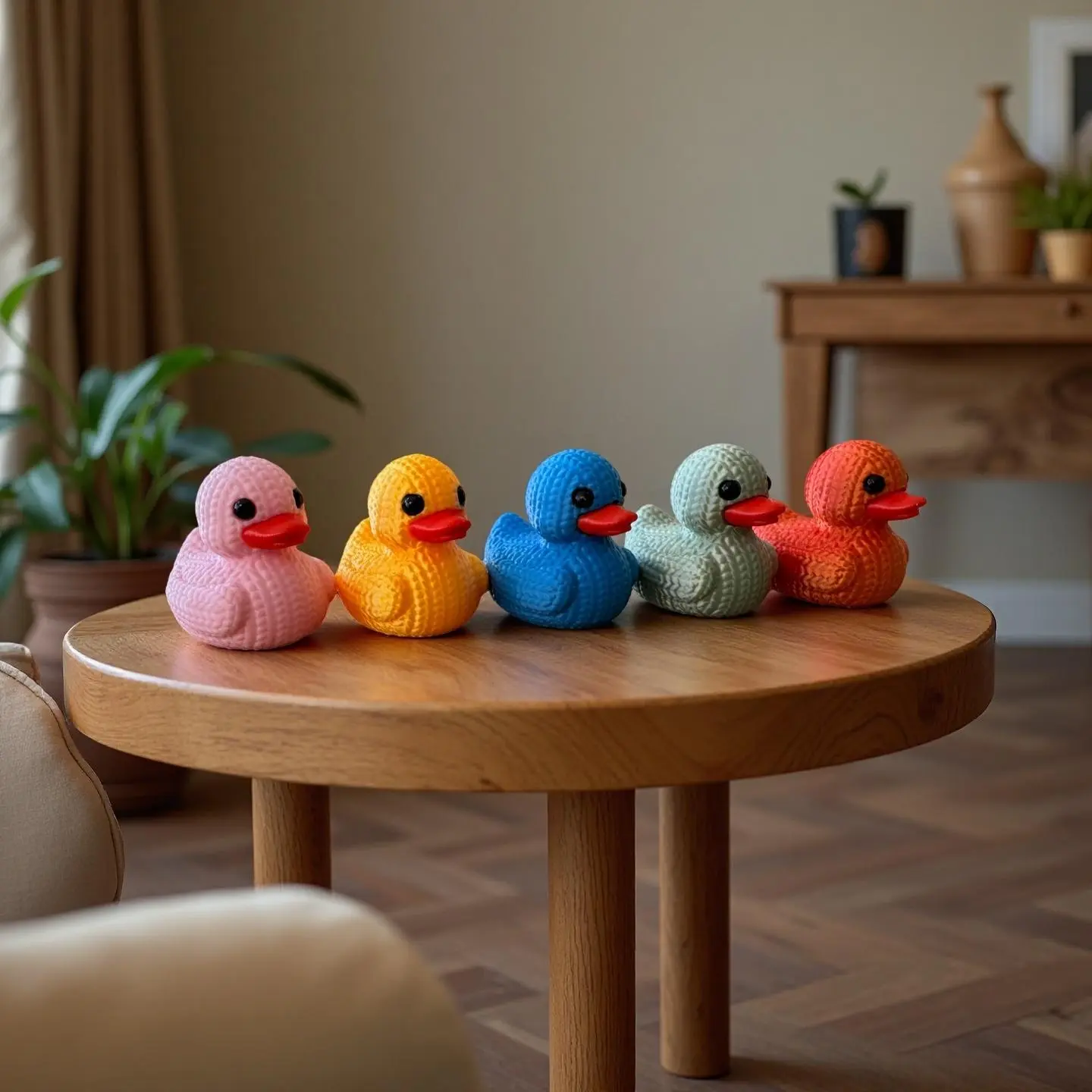 15-Piece 3D Printed Plastic Geometric-Pattern Decompression Duck Collectible Figurines - Animals, Vivid Look, Bright Colors, Decompression Fun, Car-Cabin Cute, Tank-Ready Mini Home Decor Ornaments; Ideal Valentine's Day Gifts Decorative