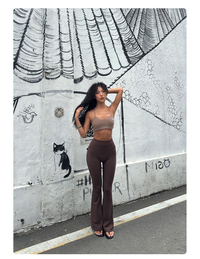 YEOREO CoreFlex Flare High-Waisted Scrunch Tummy Control Leggings with Pockets Butt-Lifting Seamless Workout Pants Tight Fit Breathable Fabric Sweatpants