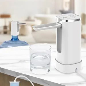 Water Dispenser for 5 Gallon Bottle with Digital Display, 4 Dispense Modes, Portable USB Charging Electric Water Pump, Foldable Spout, Food-Grade Water Jug Pump for Home, Office, RV, Campin(White)