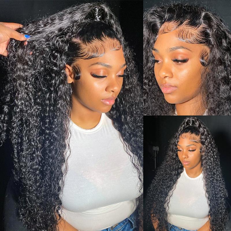 Bling Hair 13x6 13x4 Deep Wave Lace Front Glueless Wigs Human Hair 180% Density Deep Wave Frontal Wigs Human Hair HD Lace 38 Inch Curly Wigs for Black Women Pre Plucked with Baby Hair Curly Lace Front Wig TikTokShopHolidayHaul