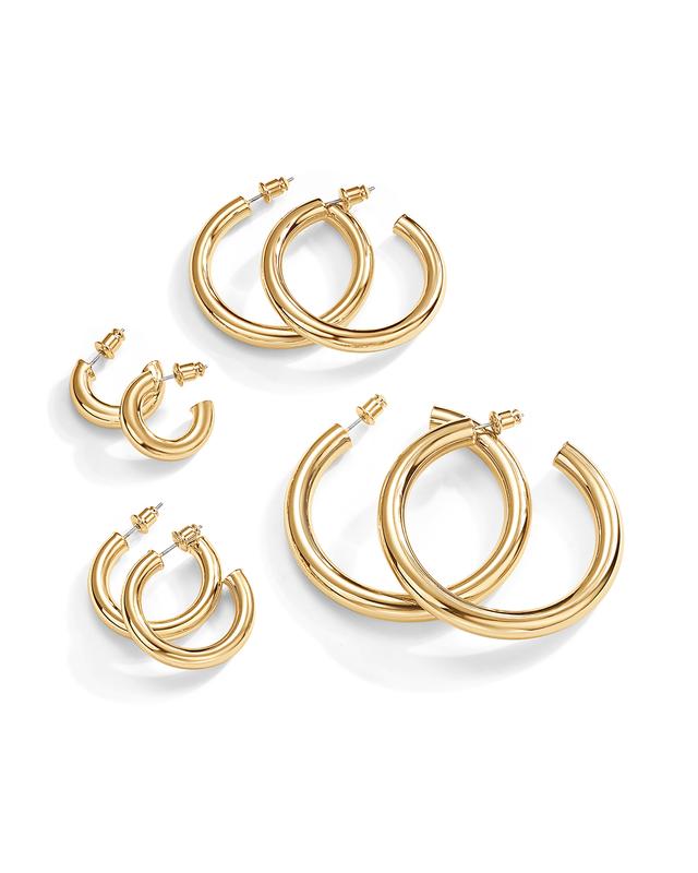 PAVOI 14K Gold Plated Lightweight Chunky Open Hoops Earrings for Women | Rhodium and Yellow Thick Infinity Gold Hoops Earrings