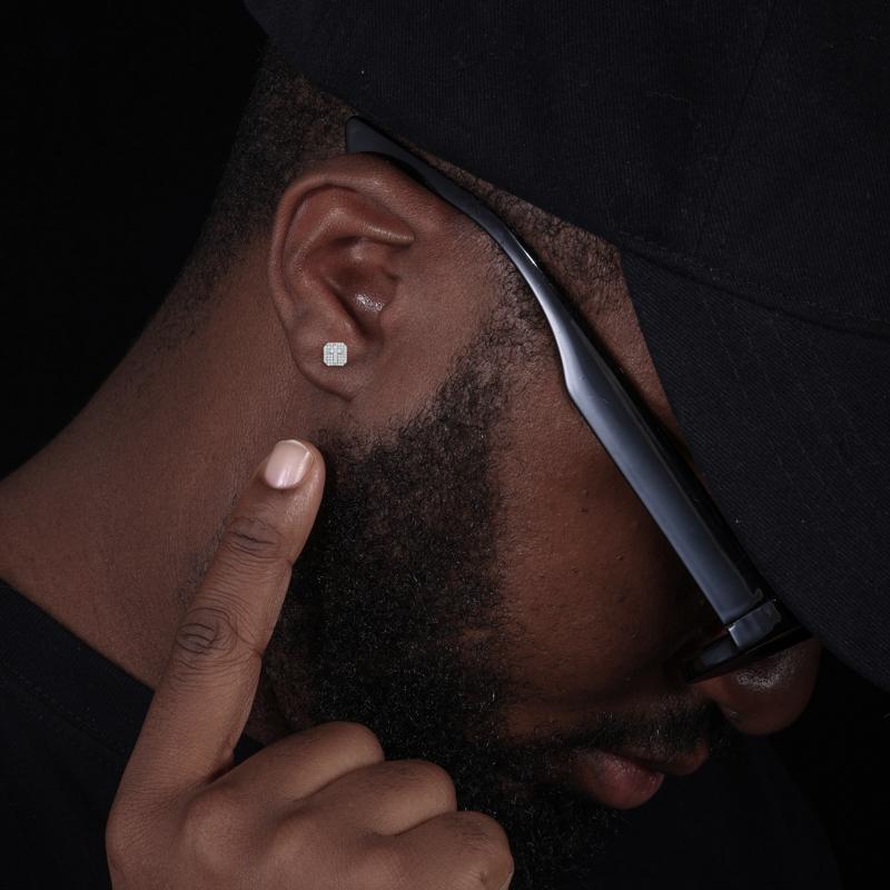 【##E523】UCCIYO Square Cross Stud Earrings Synthetic Moissanite Earrings Women's Style 925 Sterling Silver Studs Men's Hip-Hop Jewelry Perfect for Birthdays, Halloween Gifts, Wedding Sets for Both Genders