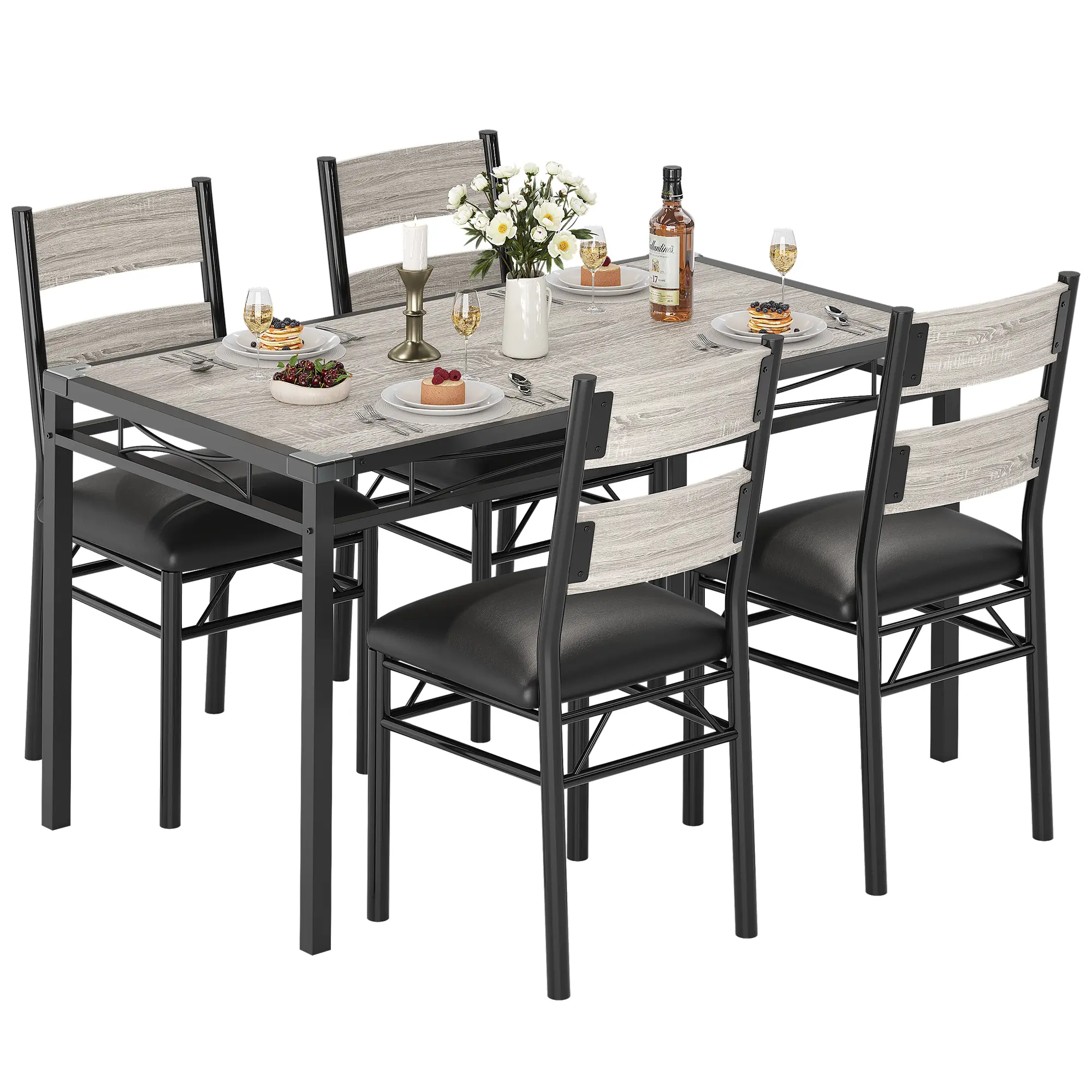 [Football Fan SeasonDeal] New Upgraded Children’s Dining Room Set (1 Table+2 Chairs or 1 Table+4 Chairs) with Sturdy Metal Legs, Thickened Steel Frames, PU Leather Upholstery, Corner Guards, Quick Setup, 400lbs Weight Capacity, Space-Saving Design