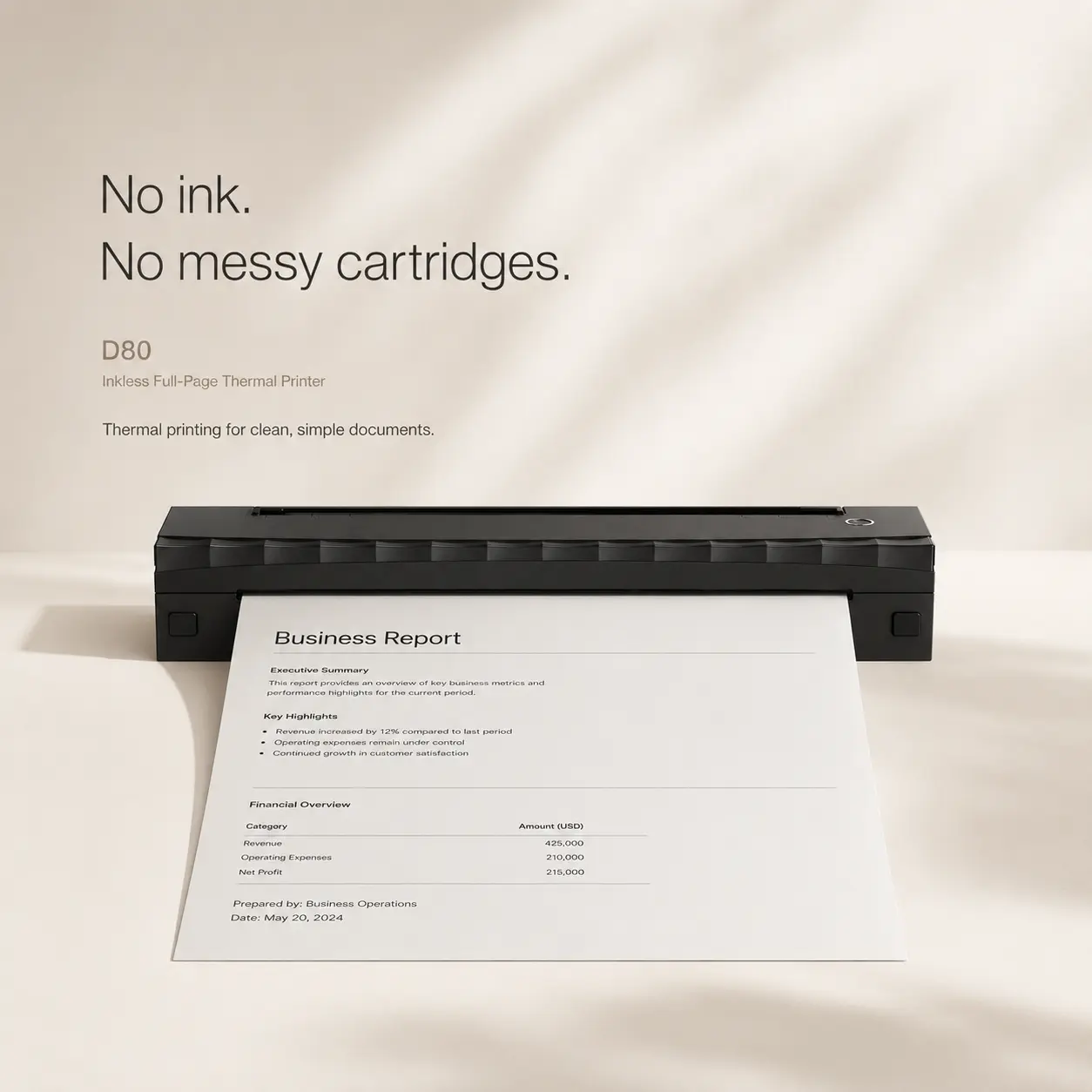 Portable Wireless Inkless Printer, Bluetooth US Letter Printer for Travel, Truck, RV, Mobile Office, Home Office, Bluetooth Phone Printing campingessentials