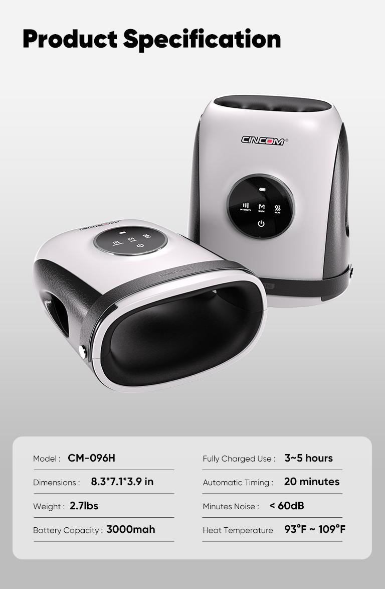 [Handheld Model] CINCOM New Handheld Hand massager,Five-finger Design,Portable and Cordless,Intuitive Touchscreen,Best Gifts for Loved Ones