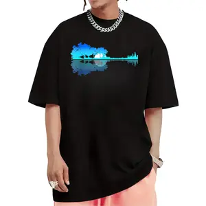 Stylish Guitar T-Shirt for Men Featuring Lake Shadow Love