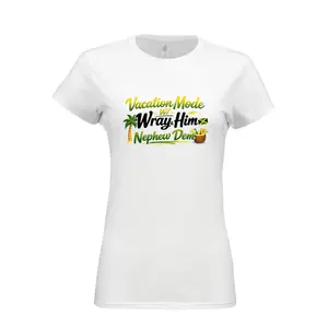 Gildan G640L Ladies' Softstyle 4.5 oz. Fitted Vacation Mode w/ Wray & Him Nephew Dem T-Shirt Short Sleeve Medium Length Summer Cotton Tee