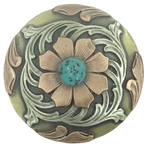 Augus Conchos 99I8 1 inch Floral Design Turquoise Stone Single Concho