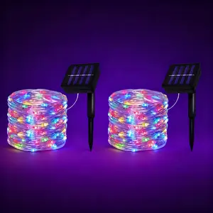 Two Pack of 130 Foot (400 LED) Solar Outdoor Lights String, Garden Decoration Lights, LED Fairy Lights/Holiday Ambience Lights for Gardens, Trees, New Years, Weddings, Valentine's Day Atmosphere Decorations
