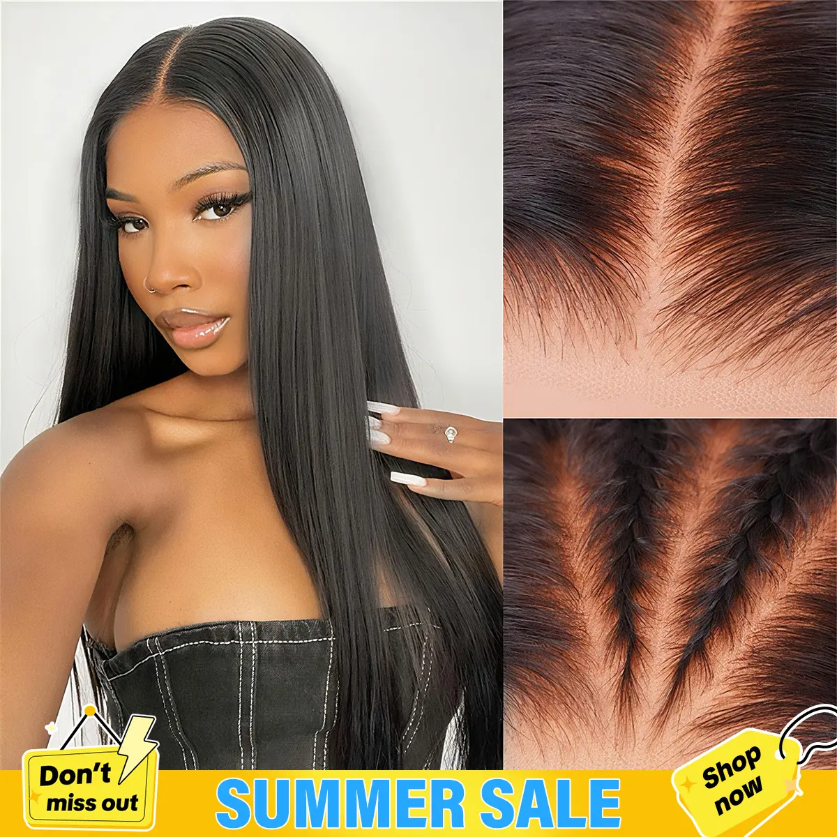 BGMgirl Hair Straight Pre-Bleached Pre Plucked Pre Cut 7*5 & 9*6 HD Lace Wear Go 180% Density Glueless Closure Wig Human Hair Frontal Wig summer outfits back to school