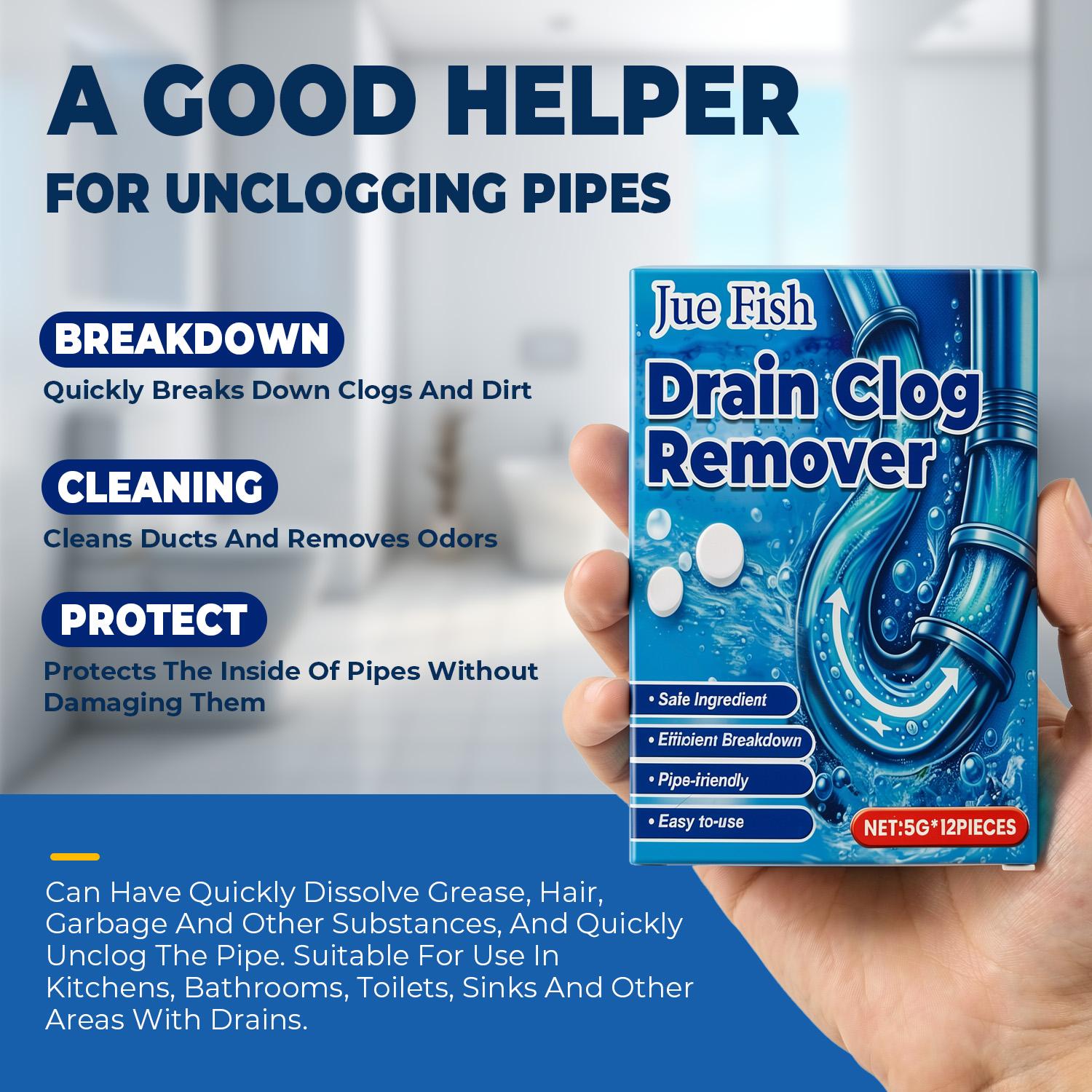 Strong Drain Effervescent Tablet for Kitchen & Bathroom Pipes, Dissolves 200 Clogs, Kills 99% Bacteria, Removes Odors, Unscented, 1 Box Strong Drain Effervescent Tablet for Kitchen & Bathroom Pipes, Dissolves 200 Clogs, Kills 99% Bacteria, Removes Odors, Unscented, 1 Box