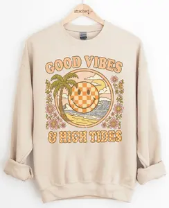 Checker Good Vibes & High Tides Graphic Top