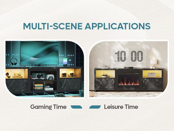 Bestier 71" Fireplace TV Stand for TVs up to 75" LED Entertainment Center with 23" Remote Control Electric Fireplace