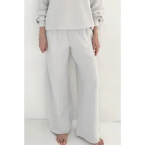 Sundays Waffle Knit Straight Leg Pants in Dove Grey
