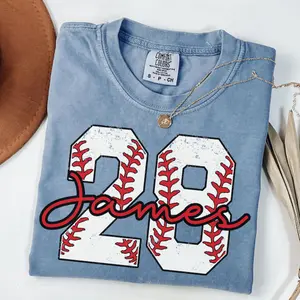 Custom Baseball Number Shirt, Comfort Colors Baseball Tee, Personalized Baseball Player Shirt, Baseball Fan Gift, Sports Mom tee, Game Day women tops