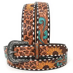 Beautifully Hand Tooled Hand Painted Genuine American Leather Belt Men and Women
