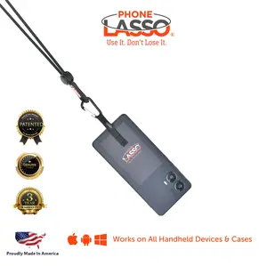 Phone Lanyard Tether with 3 Grip Patches 3 Carabiners & Adjustable Wrist Strap Universal Design for All Handheld Devices & Cases Diver Down Flag