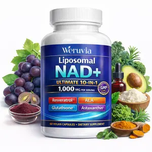 NAD+ Liposomal Supplement 1000mg – Advanced 10-in-1 NAD+ Complex with Resveratrol, Glutathione, ALA & Astaxanthin – Cellular Energy Support – 60 Vegan Capsules