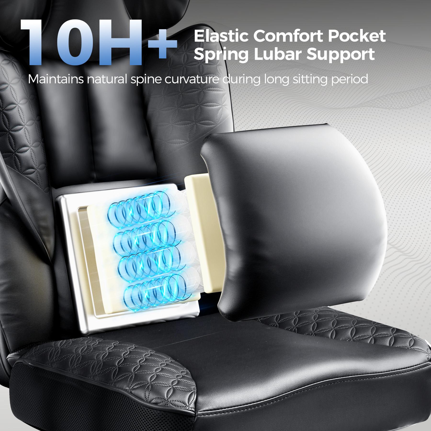 【2026 Promotion】COMHOMA Big and Tall Office Chair 400LBS Wide Ergonomic Gaming Chair with Deluxe Embossing Leather with Foot Rest 150°Reclining Adjustable Armrests Pocket Spring Back Support and Without Pillow