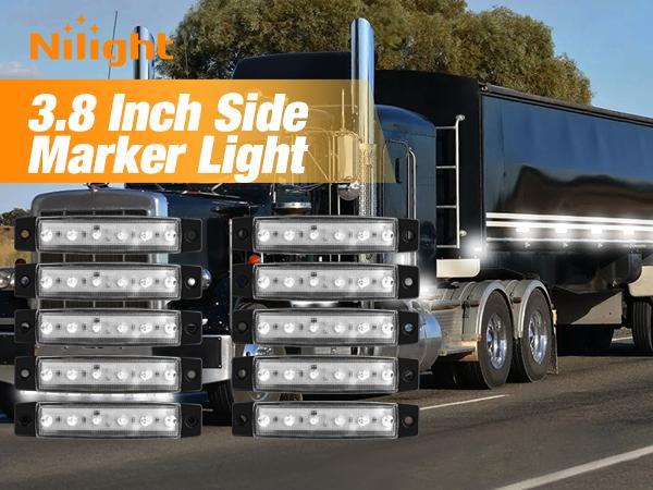 Nilight 10PCS 3.8” 6LED White LED Indicator Light Truck Camper Side Marker Light Marine Boat Stern Light Yacht Kayak Sailboat Trailer Bus RV Clearance Light 12V DC