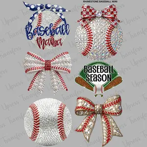 Rhinestone Baseball Mini DTF Transfer Gang Sheet 24.5" x 36" Direct To Film for DIY Enthusiasts Vibrant Custom Options Cozy Handmade Aesthetic Pink Green Christmas Design