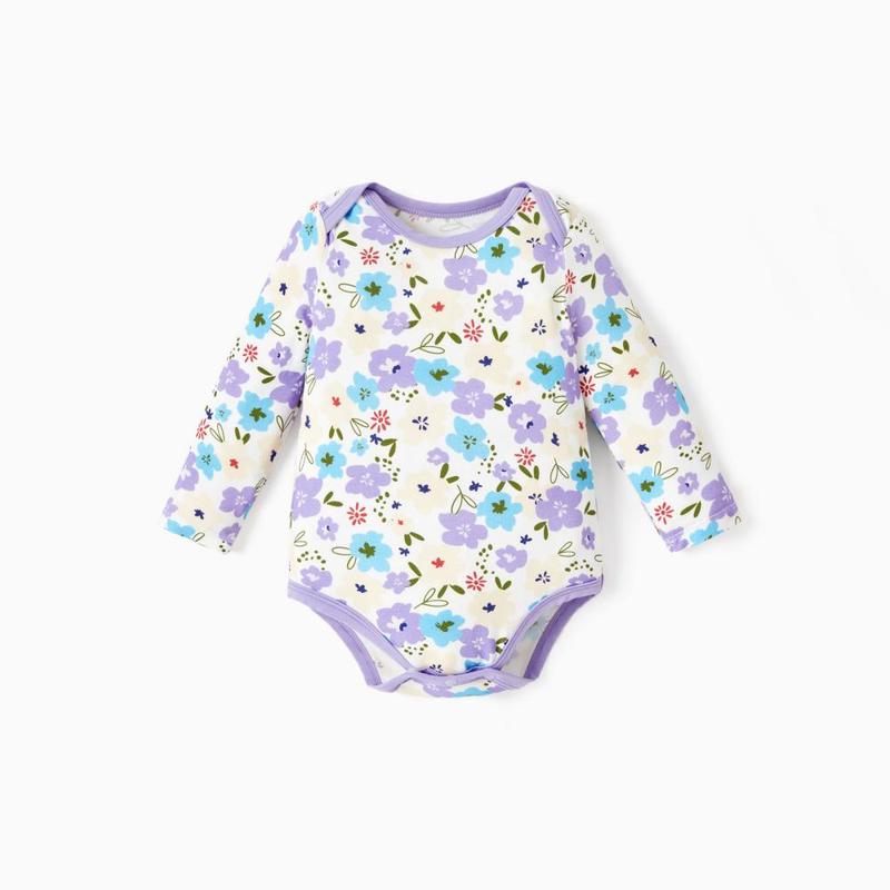 PatPat Bamboo Baby Bodysuits 2-piece Flora Long Sleeve Rompers for Baby Girls Infant PatPat Bamboo Baby Bodysuits 2-piece Flora Long Sleeve Rompers for Baby Girls Infant