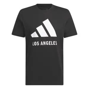 adidas Mens Key City Los Angeles Logo Crew Neck Short Sleeve Casual Tops Casual - Black