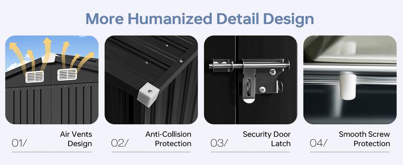 Aoxun Outdoor Storage Shed Metal Garden Tool Shed with Sloping Roof & Lockable Door for Patio Lawn Backyard Black Organizer for Garden Tools Aoxun Outdoor Storage Shed Metal Garden Tool Shed with Sloping Roof & Lockable Door for Patio Lawn Backyard Black Organizer for Garden Tools