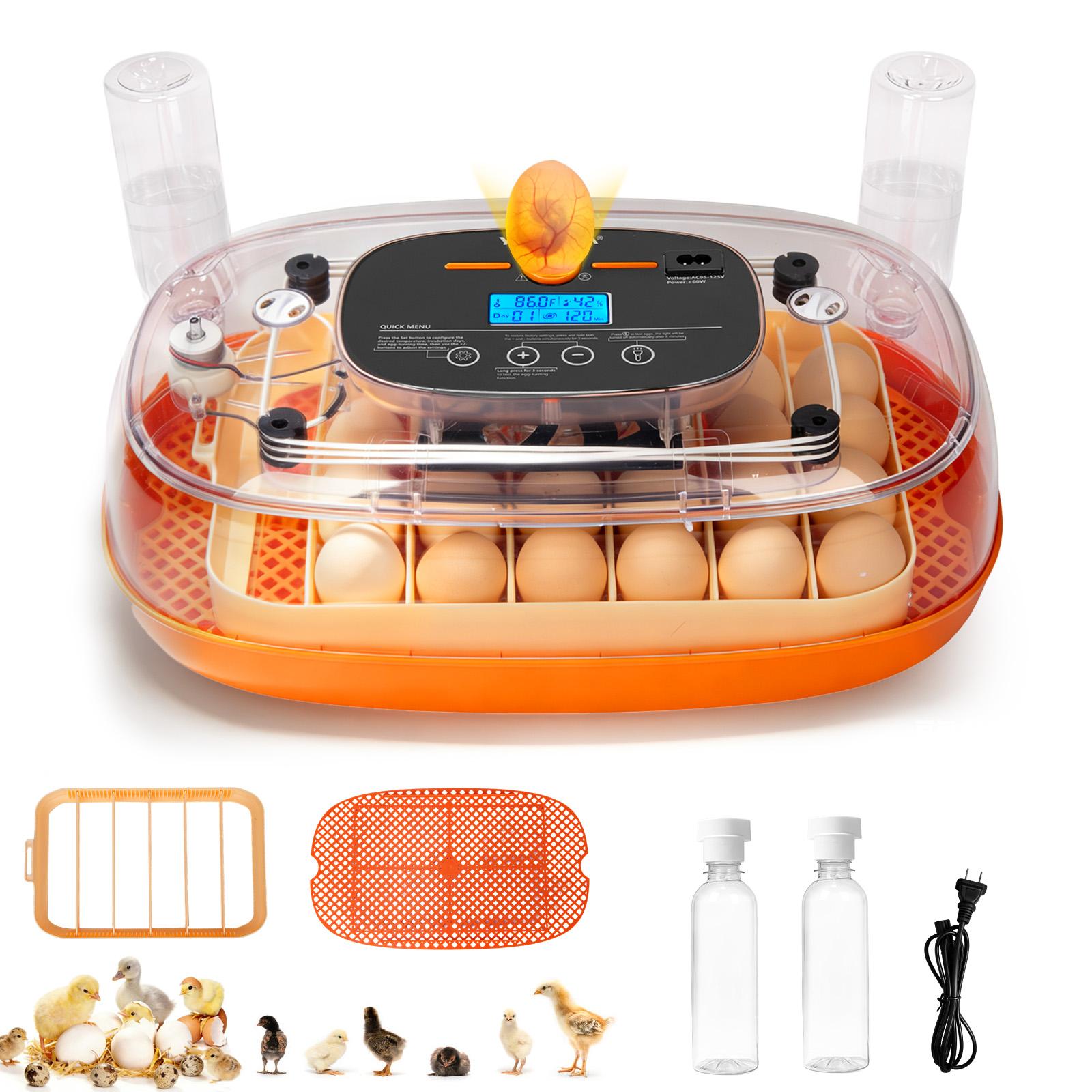 24 Egg Incubator for Hatching Eggs, Automatic Egg Turner, Temperature & Humidity Display, Hatch Days Countdown, One-Touch Egg Candler, Auto Water Refill, Low Temp & Humidity Alarm, Poultry Incubator for Chicken Duck Quail