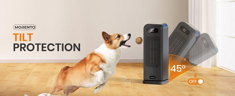 MORENTO Space Heaters 15.7inch for Indoor Use, Wi-Fi & Voice Control, Portable Heater with Thermostat, 1500W Electric Heater, 12H Timer, Quiet Space Heater(Black)