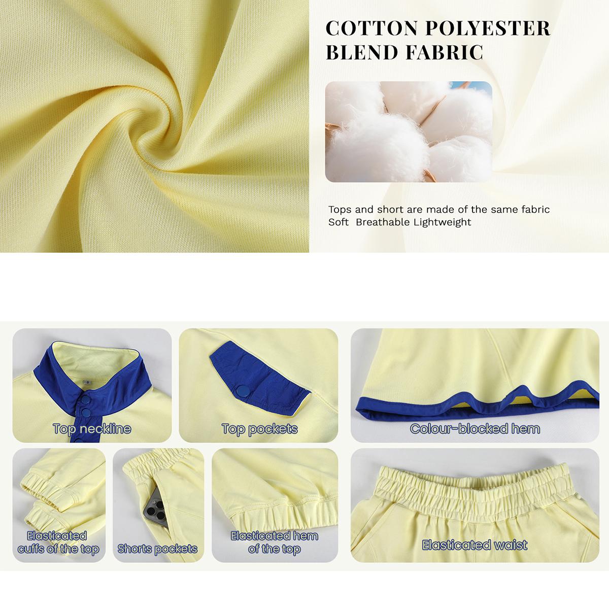 Kingapril Women's Two Piece Short Sets Summer Lounge Sweatsuits Long Sleeve Outfits Travel Tracksuit with Pocket Womenswear Clothes