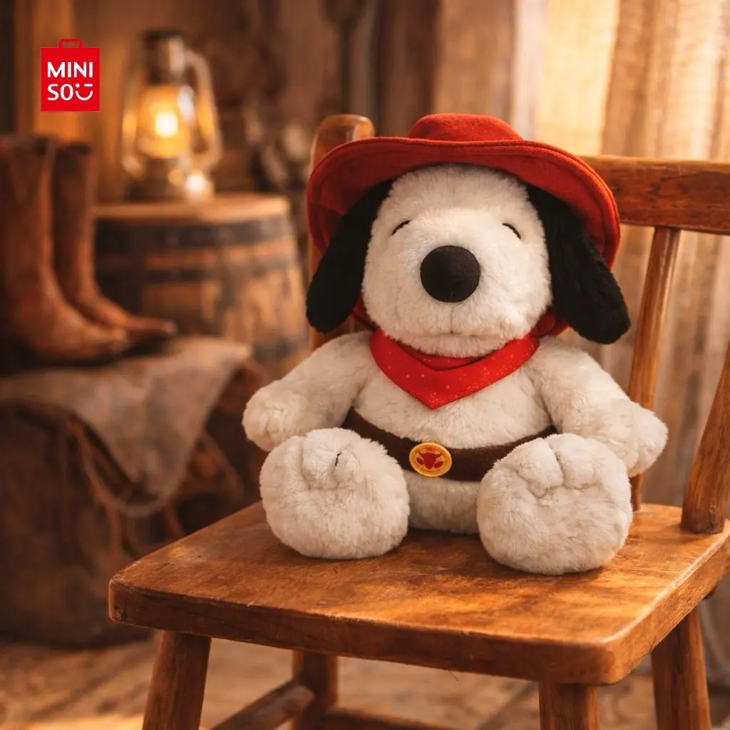 Snoopy Series Western Cowboy Sitting Stuffed Animal Collectible - Cowboy Theme Soft Toy, Comics Fans Gift, Soft Cuddly Gift, Durable Fluffy Character Toy, House Decoration for Bedrooms