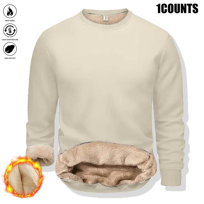 3COUNTS Men's Heavyweight Crew Neck Sweatshirt Autumn Winter Warm Pullover Knitwear No Stretch Fabric Long Sleeve Casual Sports Cold Weather Essential Winter Sweater Outdoor Activities Classic Comfort Fabric Middleweight Windproof
