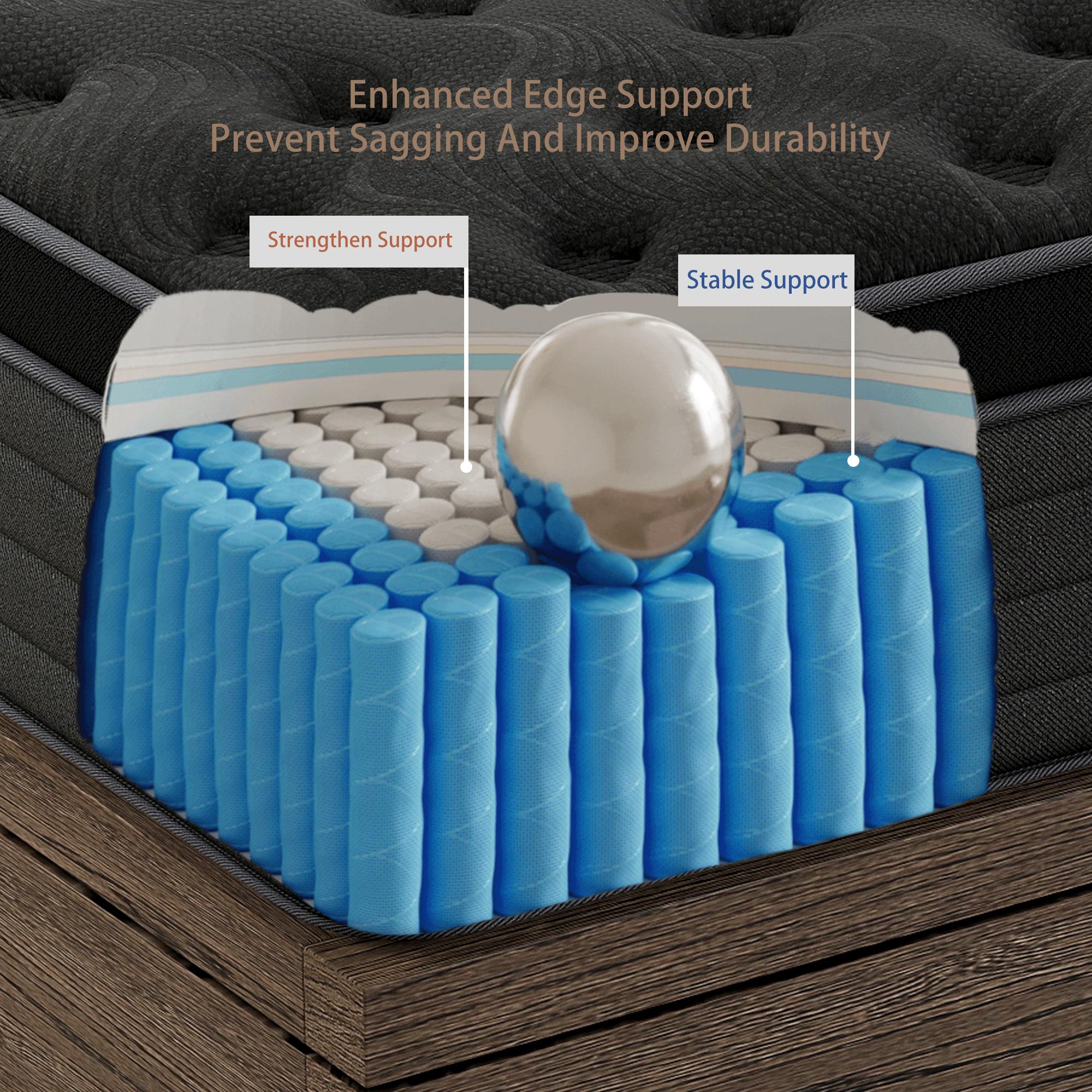 queen size mattress 12/14-Inch Spring Mattress Medium firmness, ergonomic design, hybrid memory foam spring mattress with pocketed coils, comfortable and durable, available in multiple sizes, high-quality new compressed boxed mattress colchones para cama