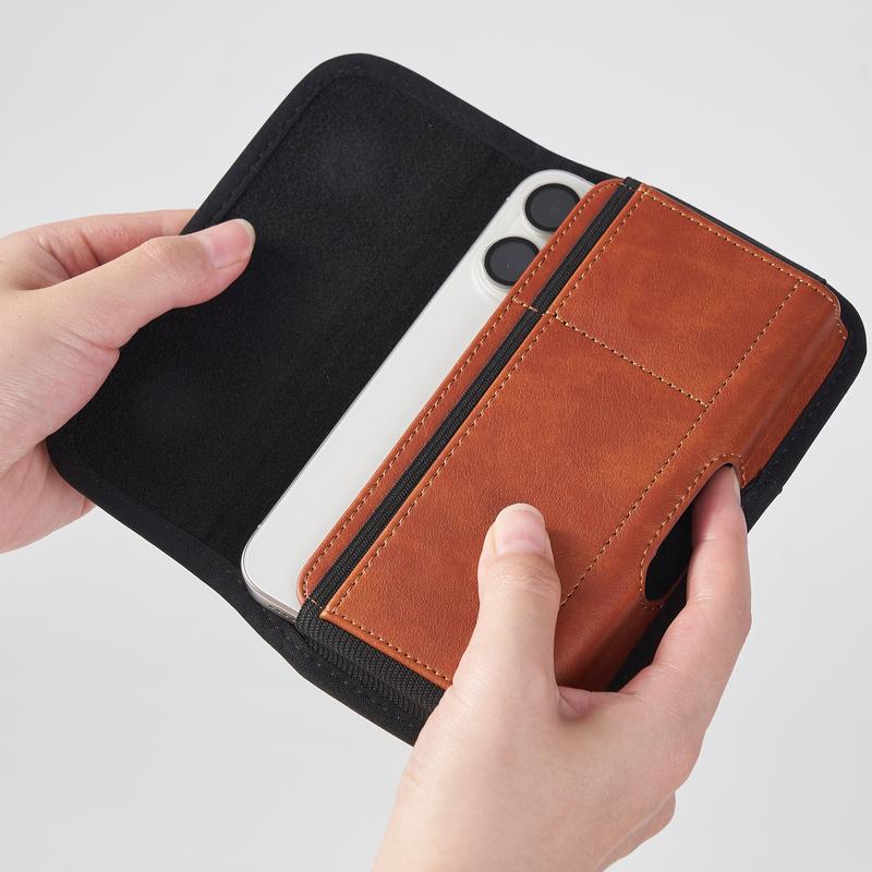 Cell Phone PU Leather Holster Belt Clip Card Slot Strong Magnet Pouch Man Carrying Perfect For Outdoor Daily Use iPhone16 Pro Max iPhone16/15 Samsung Ultra Googel Pixel 8 Pro
